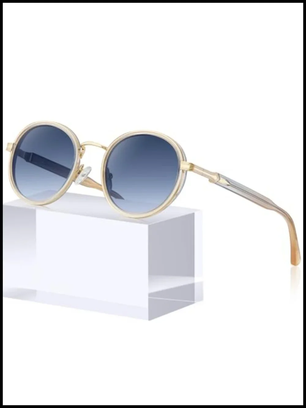 Retro Round Sunglasses Polarized UV Protection Acetate-Metal Frame CA1951